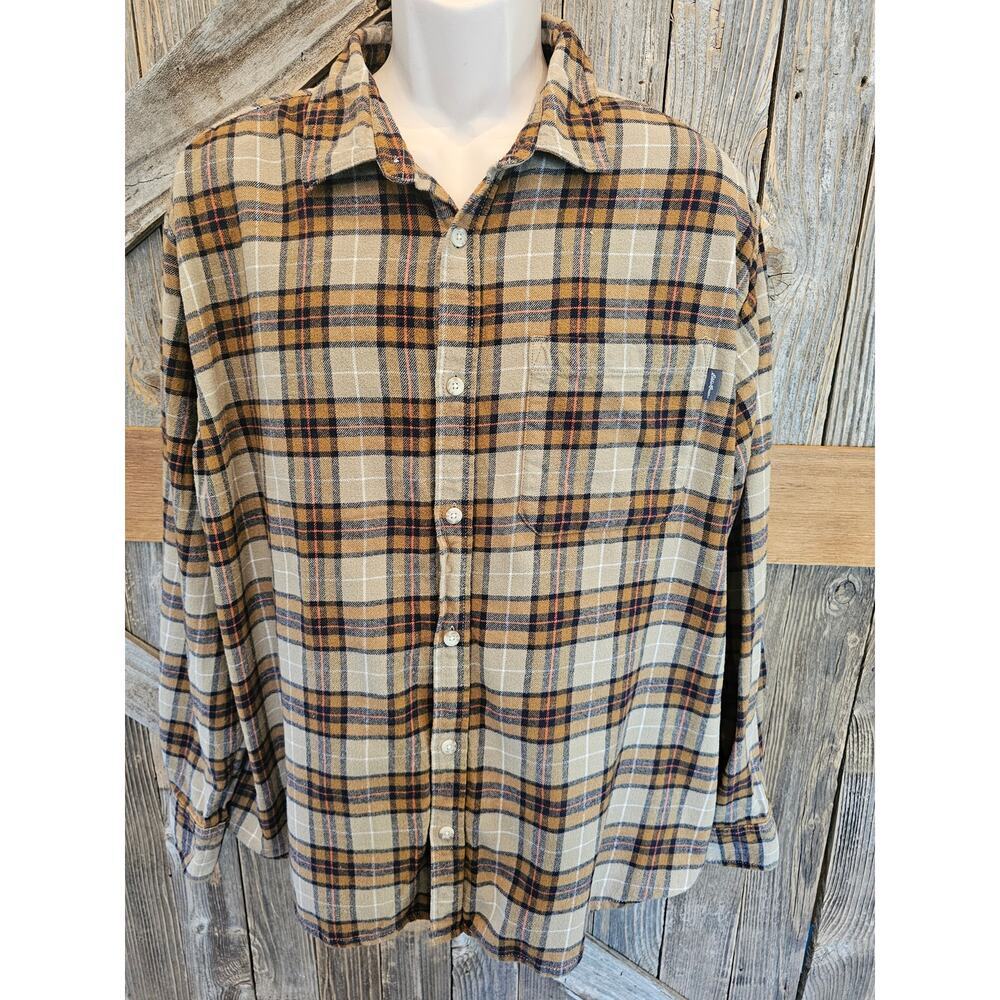 Eddie bauer 2XL XXL plaid fall colors flannel Long sleeve warm EUC orange